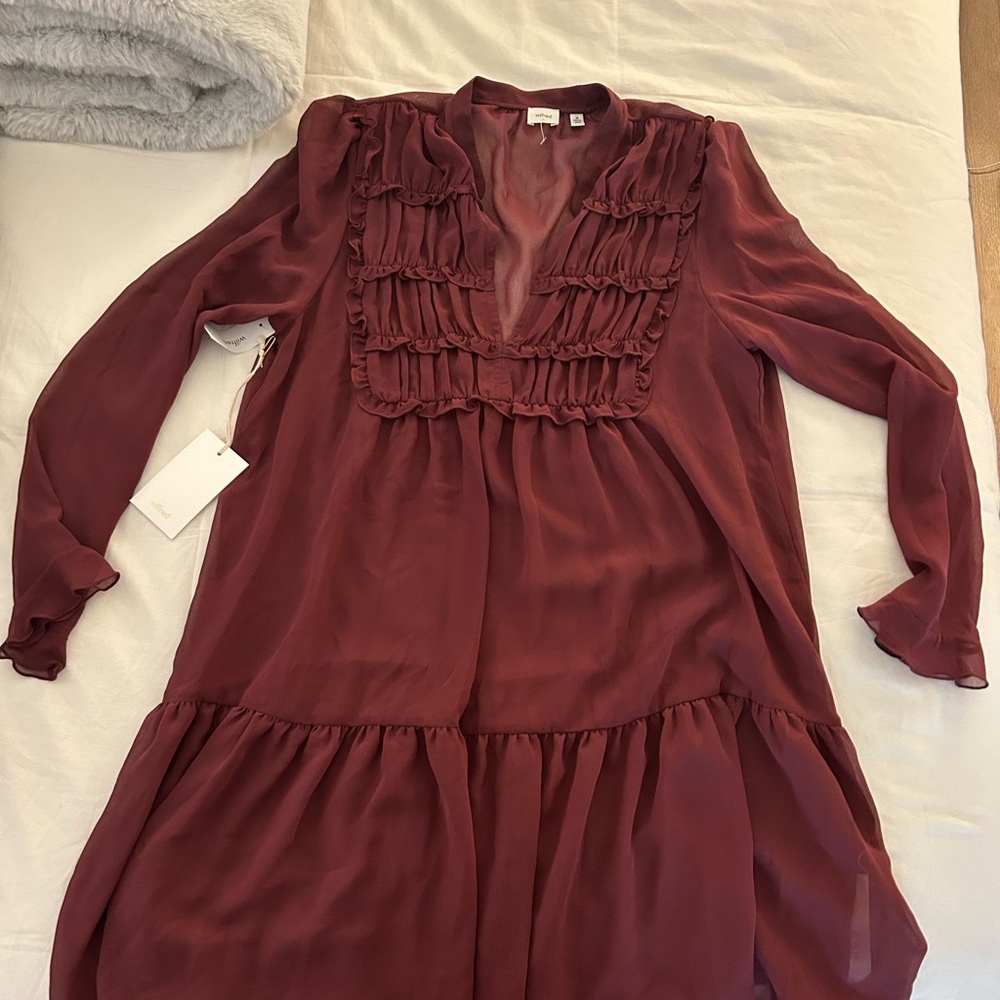 Wilfred Deep Red Long Sleeve Dress